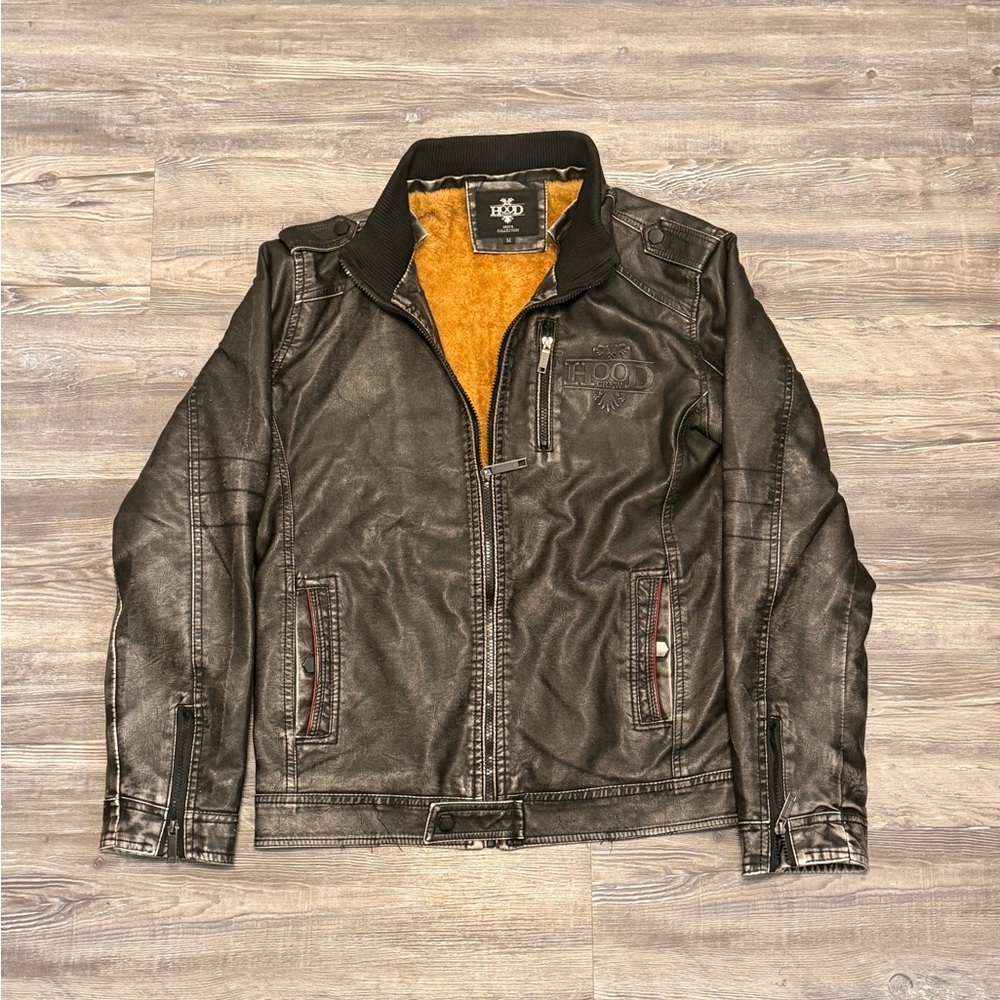 Zoo York Black Faux Leather Jacket with Tan Lining